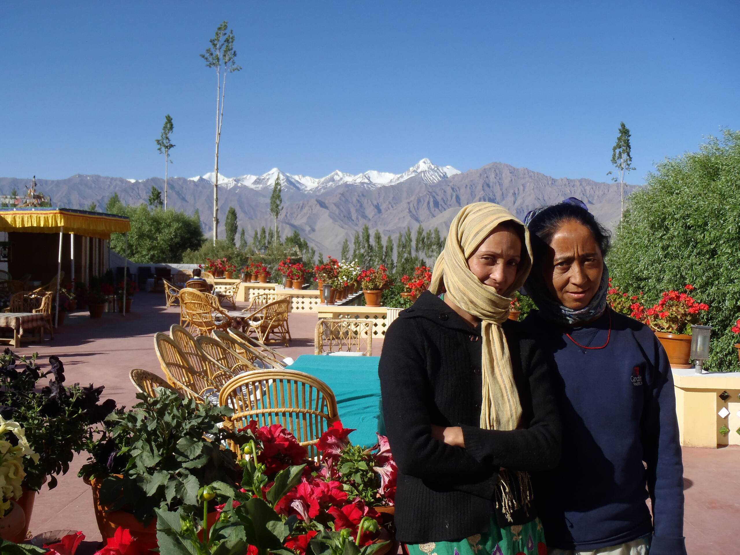 Terrasse unseres Hotels in Leh